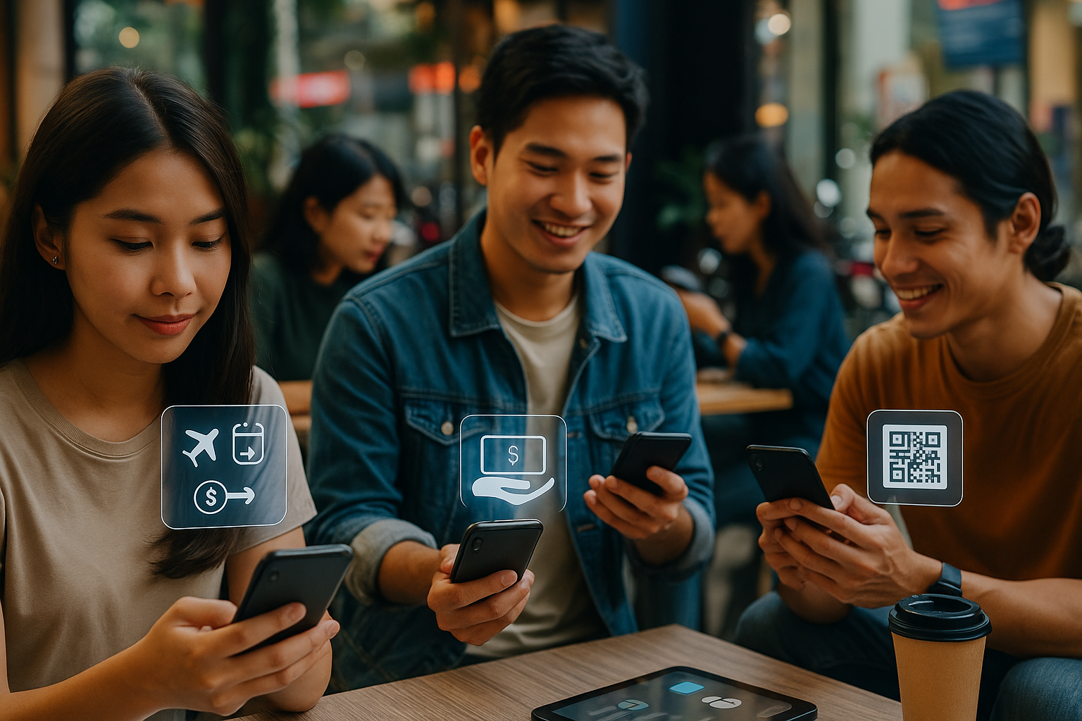 Abstract illustration of European banks digital transformation with connectivity icons